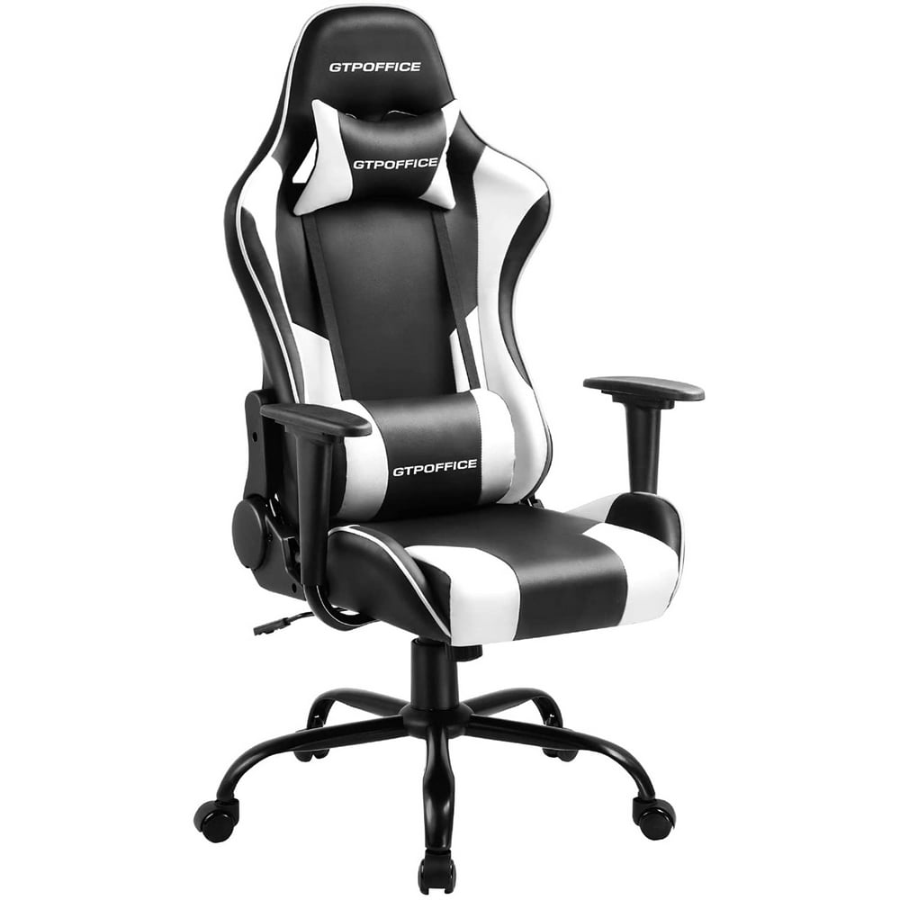 GTPOFFICE Gaming Chair With Massage Leather Office Chair, White