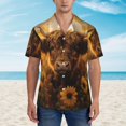 thumbnail image 2 of Fotbe Cute Cow Sunflower Field Camisa Hawaiana para Hombre Unisex – Camisa Casual de Verano con Botones de Manga Corta de Algodón y Lino,X-Large, 2 of 7
