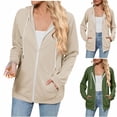 thumbnail image 1 of Sudaderas con capucha para mujer,Blusa informal con capucha para mujer, sudadera de manga larga en color liso, tela suave para uso doméstico, sopatenor, 1 of 6