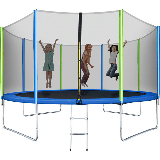 Jump Into Fun 12FT Trampoline with Enclosure, 800LBS Capacity for 56