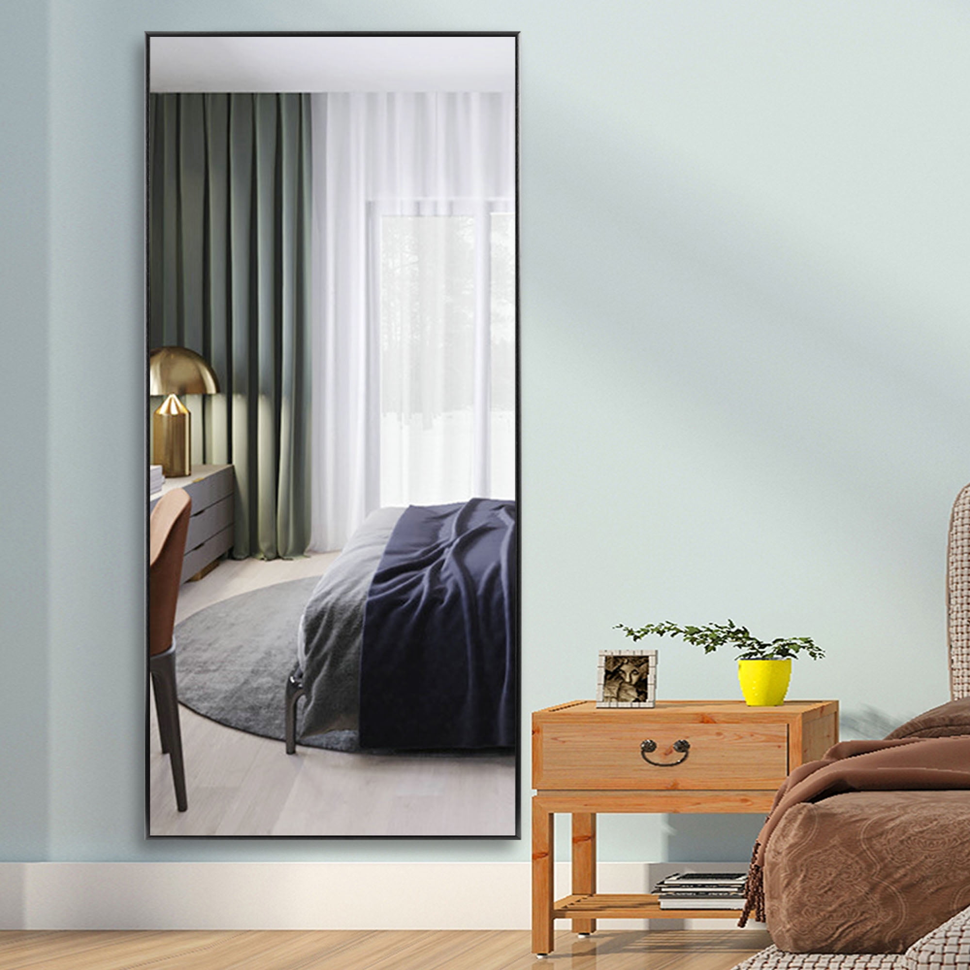 70 in x 30 in Black Modern Full Length Mirror