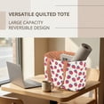 thumbnail image 6 of Pzuqiu Strawberry Print Women's Quilted Tote Bag, Large Capacity Lightweight Orange Puffer Shoulder Handbag with Pockets for Work Shopping Travel College Everyday Use, 6 of 7