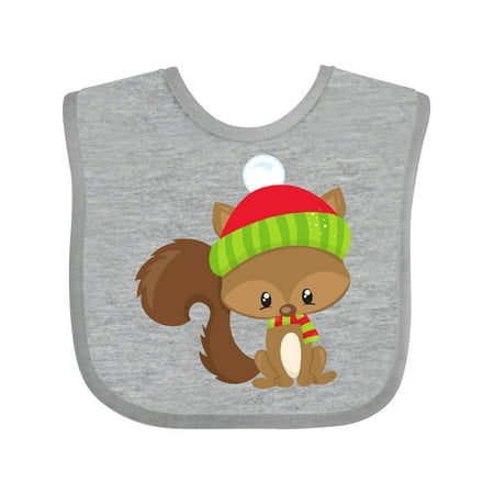 

Inktastic Winter Squirrel Cute Squirrel Squirrel with Hat Boys or Girls Baby Bib