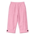 thumbnail image 4 of Only Moment Women's Casual Elastic Waist Lounge Shorts Cotton Hiking Cargo Bermuda Shorts Lightweight Knee Length Capris for Summer Travel Fishing Womens Shorts with Pockets Pink,L, 4 of 4