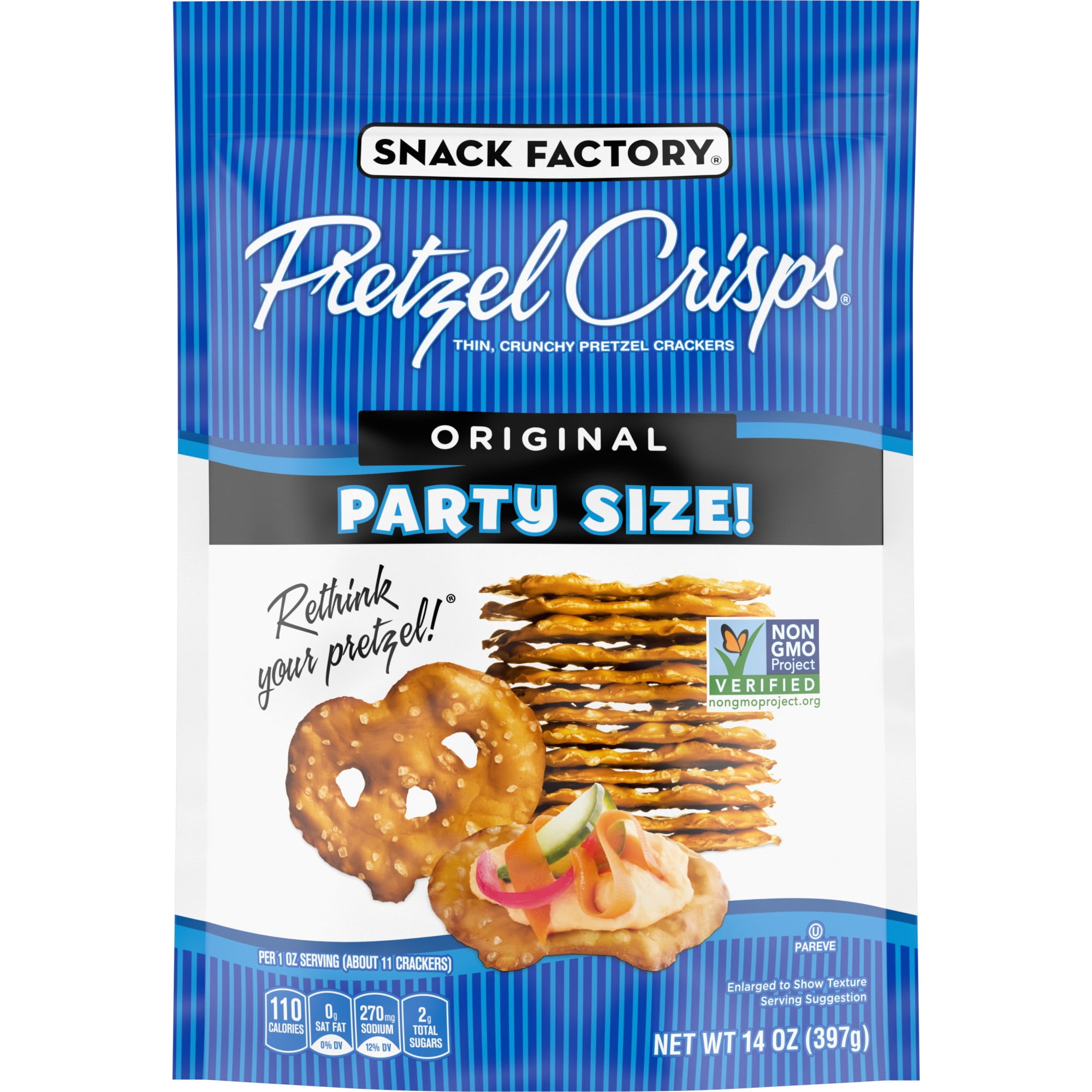 Snack Factory Pretzel Crisps Original Flavor, Large Party Size, 14 Oz