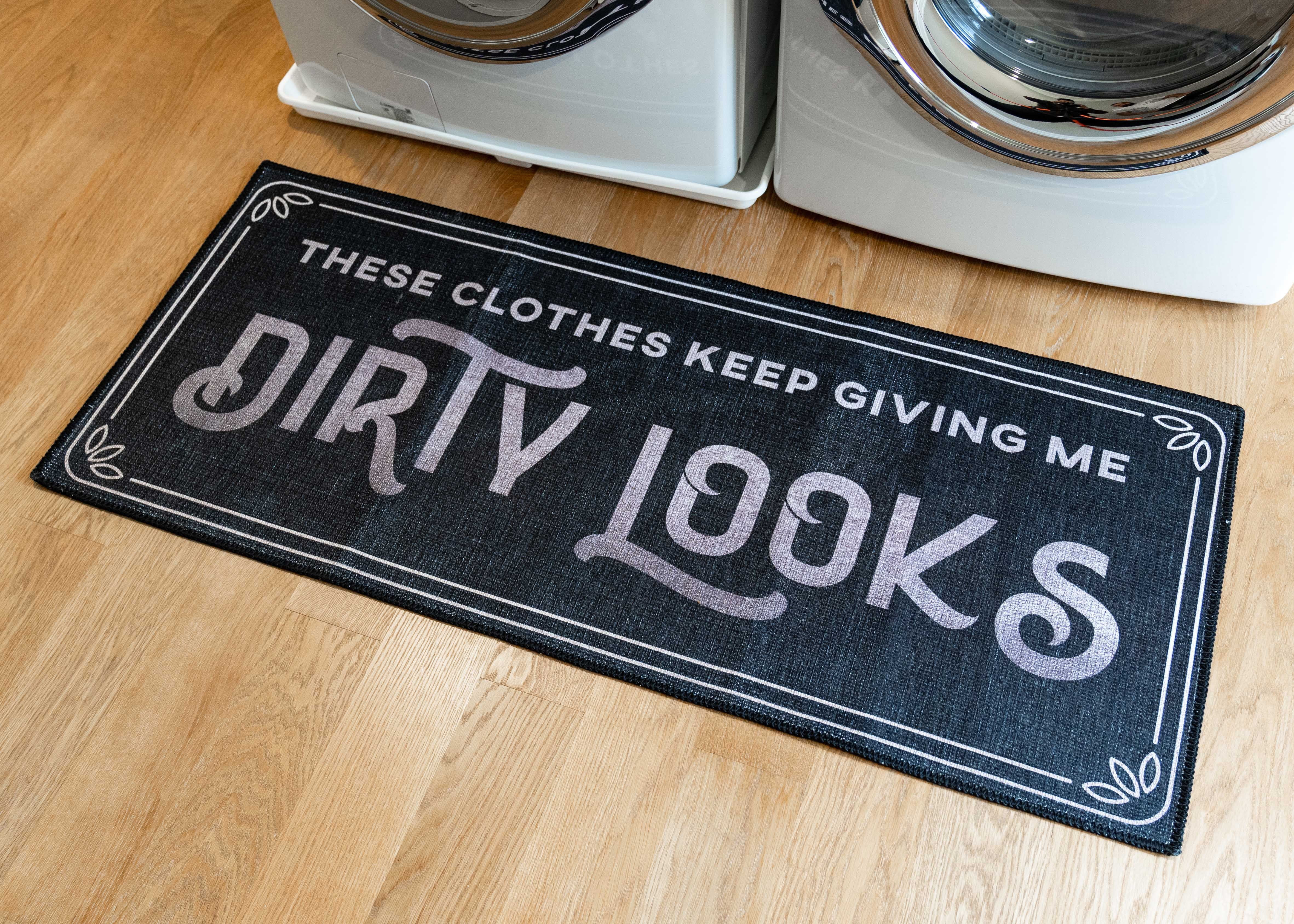 Laundry Room Mat Runner Vintage Sign 24" x 56" Grip-Back Woven Printed Rug 