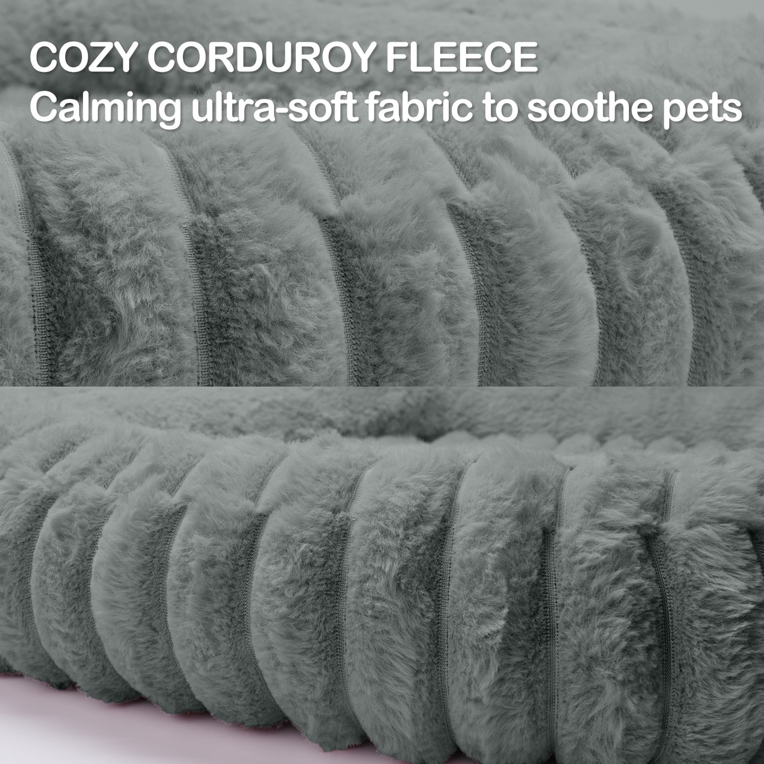 SANMADROLA Cute Dog Beds for Large Sized Dog, Washable Large Dog Beds, Rectangle Pet Beds for Big Dogs, Furry Bolster Soft Warming Calming Pet Bed with Non-Slip Bottom, 35.4"x27.2"x5.5",Dark Grey