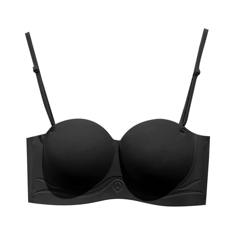 Ladies' Half Cup Bra Set Push Up Wire Strapless Seamless Thin Summer  Lingerie for Small Bust Enhancing Cleavage and Outward Expansion Bra Black B