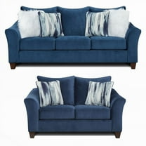 Modern Navy Blue Fabric 2-Piece Living Room Set (Sofa and Loveseat)