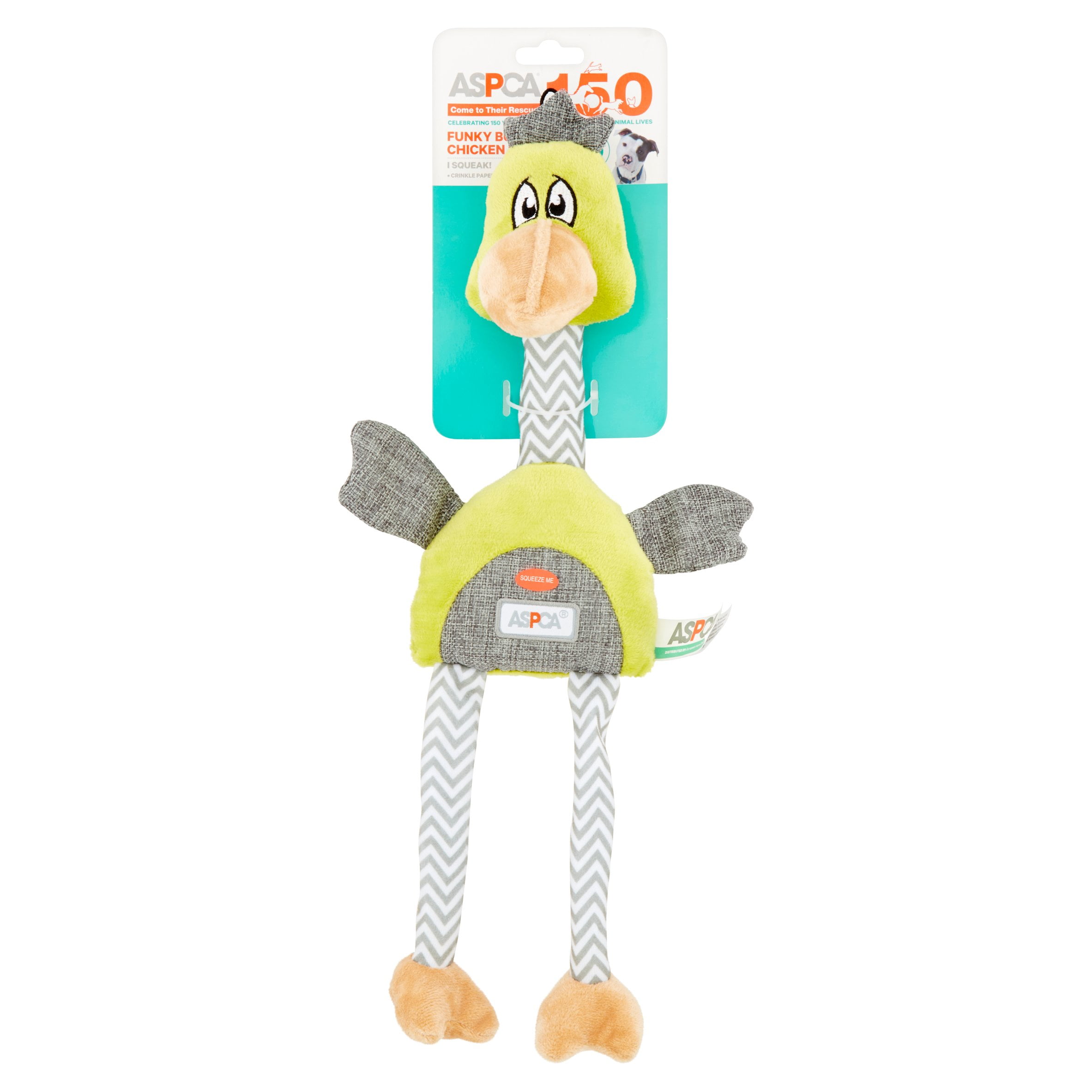 Bow Wow Pet ASPCA Funky Burlap Squeaky Chicken Dog Toy