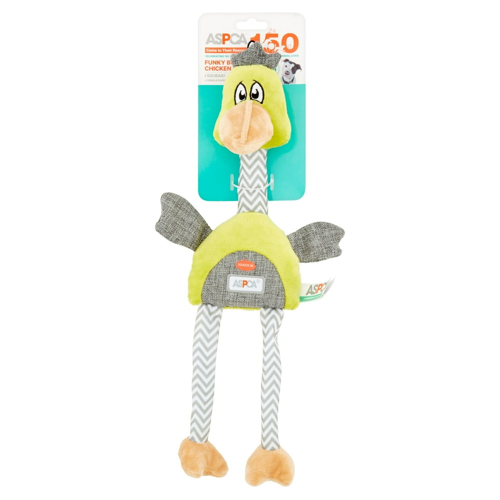 Bow Wow Pet ASPCA Funky Burlap Squeaky Chicken Dog Toy