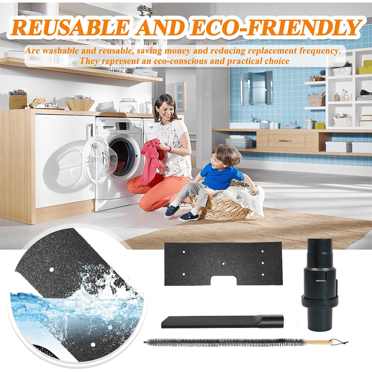 4 Pack WH01X35719 Lint Filte for GE Profile Washer Dryer Combo with Clothes Dryer Vent Cleaner Kit, Dryer Vent Brush Included