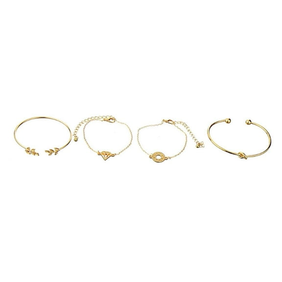 SDJMa 4pcs Multiple Layered Stackable Open Cuff Wrap Bangle Rose gold Gold Bracelets for Women Jewelry Adjustable Bangles for Girls Set Gifts
