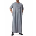 thumbnail image 4 of RXMEKW Short Sleeve Thobe with Neck Button and Pocket for Men, Casual Islamic Robe in Solid Color, 4 of 9