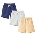 thumbnail image 3 of HILEELANG Toddler Boys' Cotton Shorts 3-Pack with Pockets, khaki/Grey/Navy, Size 3 Years, 3 of 11