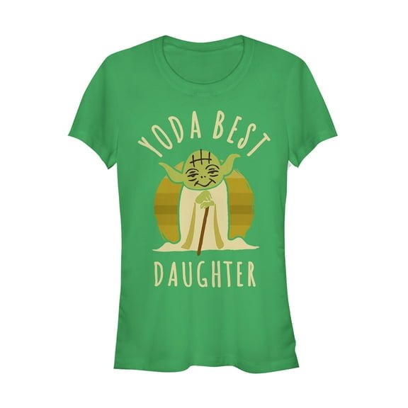 Junior's Star Wars Yoda Best Daughter Cartoon  Graphic Tee Kelly Green 2X Large