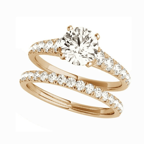 Arista 2.25 cts Round Swarovski Diamond Solitaire Bridal Set in Pink Plated Sterling Silver