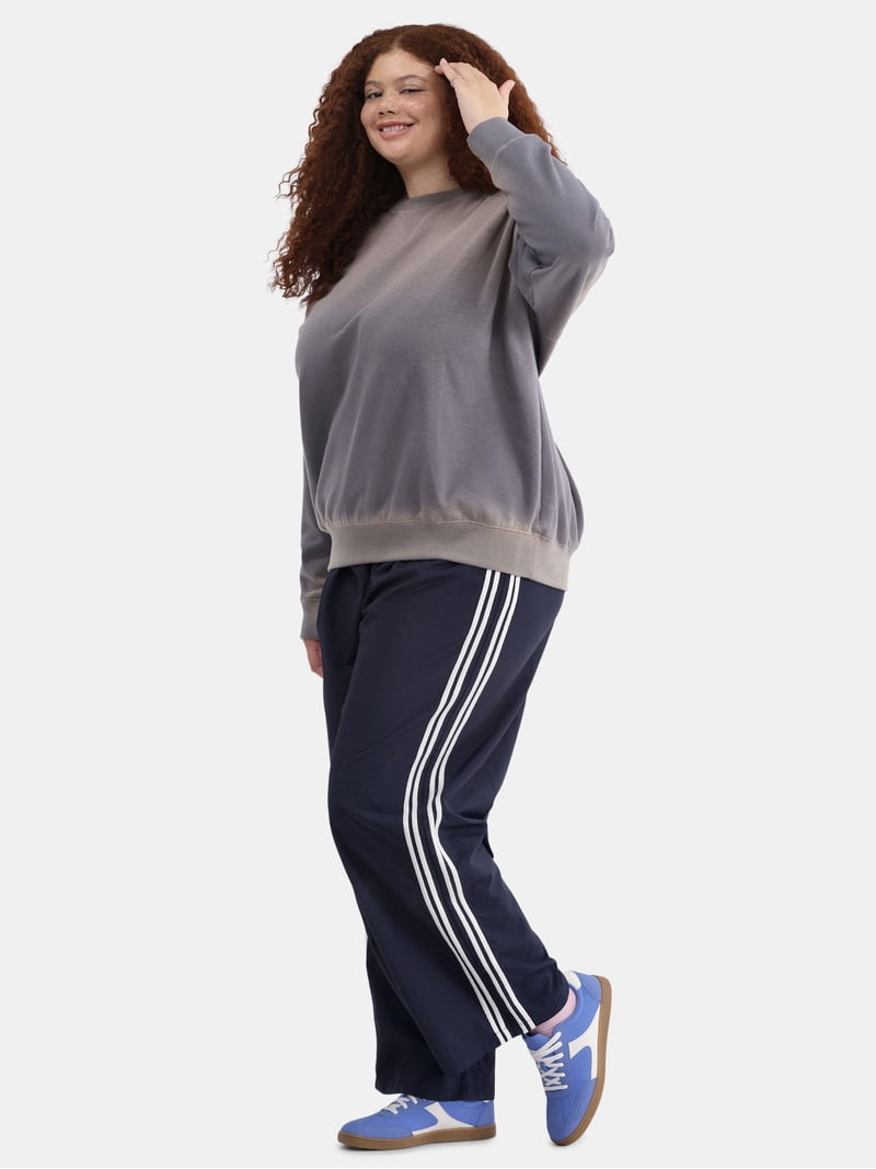 No Boundaries Women's Plus Side Stripe Track Pants, 31” Inseam