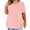Pink, variant on Summer Plus Size Tops for Womens 2025 Fashion Solid Color V- Neck Short Sleeve Blouses