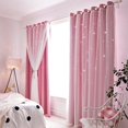 thumbnail image 1 of Cortinas Tongcan Pink Star para habitación de niños y niñas, 135 x 215 cm, 2 paneles, 1 of 6