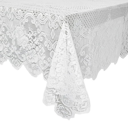 

White Lace Tablecloth for Rectangular Tables Vintage Style Wedding Table Cloths for Reception Baby Shower Birthday Party Formal Dining Dinner Parties (60 x 97 Inches)