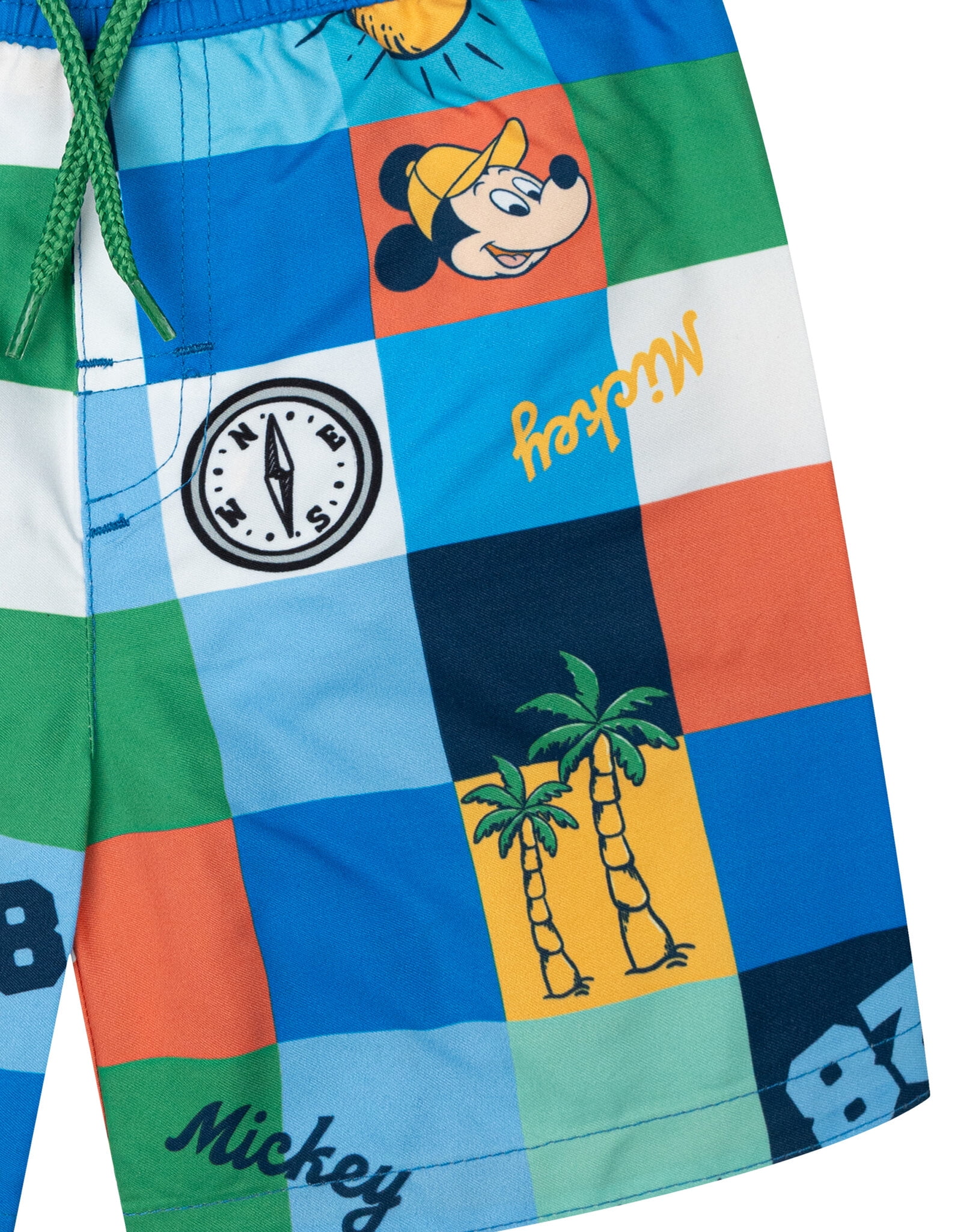 Disney Mickey Mouse Little Boys' Swimwear 2-Piece Rash Guard and Swim Trunks Set Mickey Beach Green