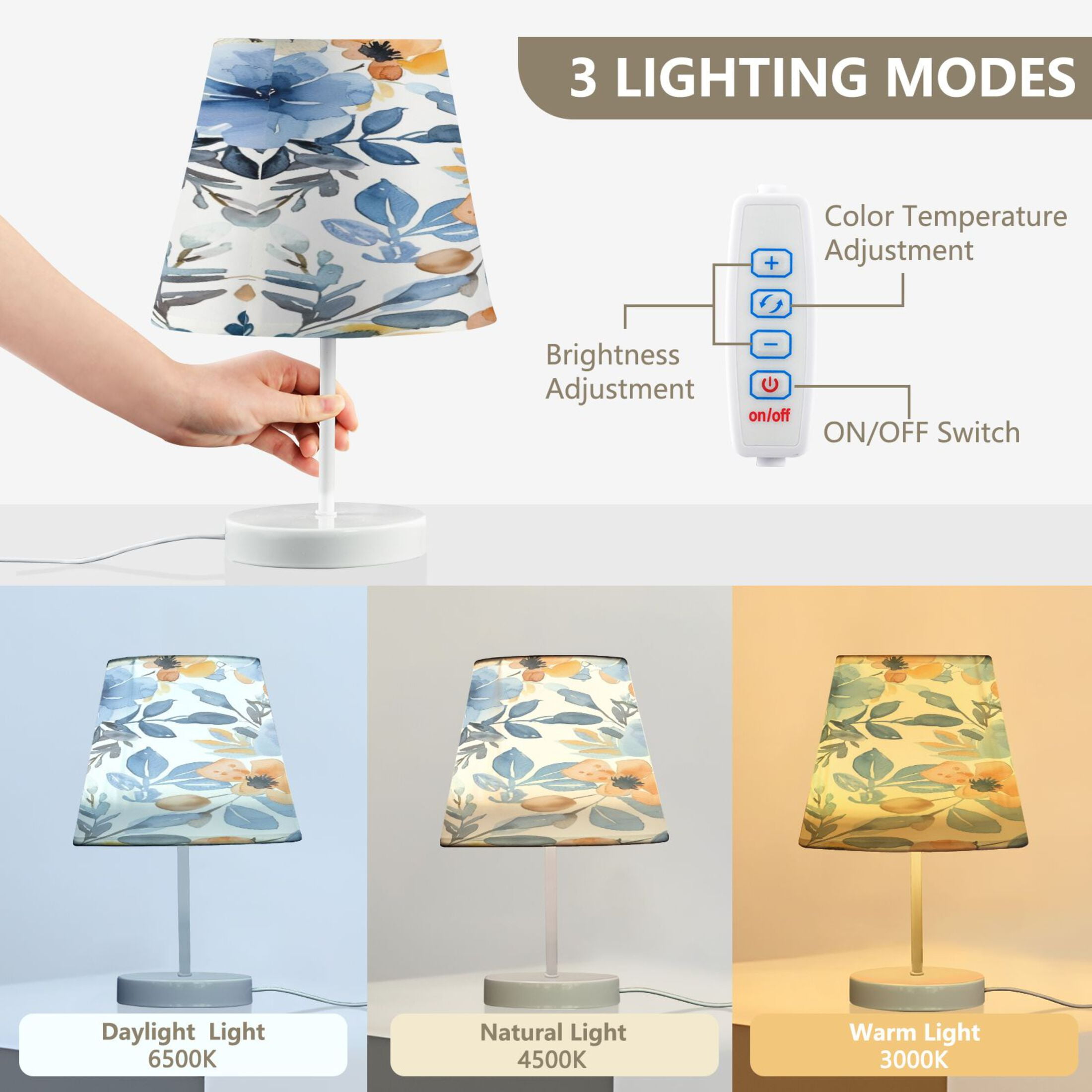 Ryvnso LED Bedside Table Lamp Oil Pattern Flower Bedroom Desk Lamps Nightstand Lampshade S