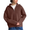 thumbnail image 2 of DPTALR Women's Fashion Casual Solid Color Long Sleeve Sweater Jacket,Brown,Size M, 2 of 8