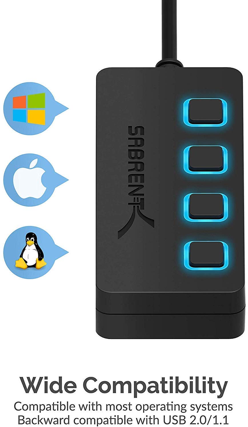 Sabrent 4-Port USB 3.0 Hub with Power Switches photo 4