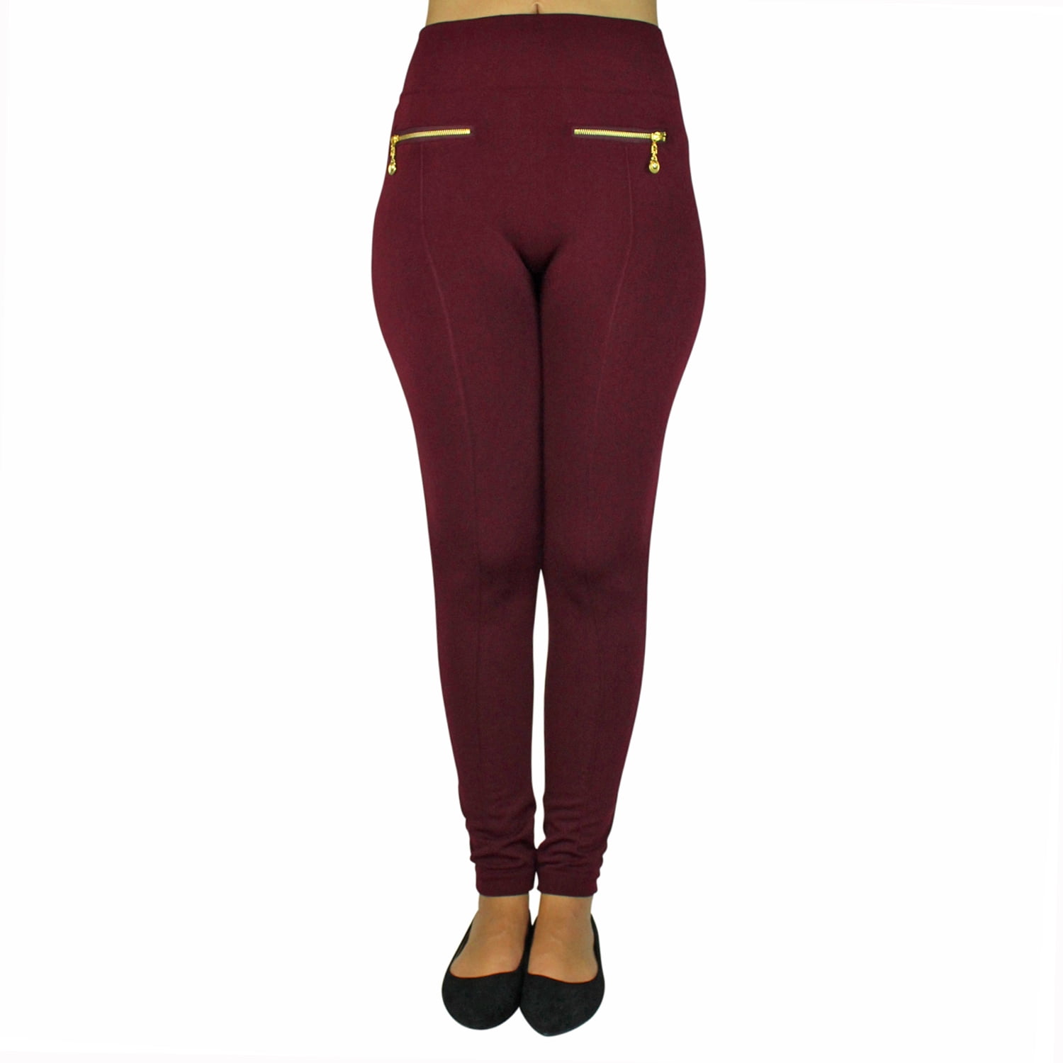 maroon fleece lined leggings