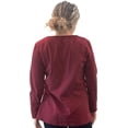 thumbnail image 3 of COUVER Women's Cotton Crew Neck Long Sleeve Shirt, 1PC, Maroon, Small, 3 of 6