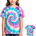 thumbnail image 4 of Girls’ Rainbow Tie Dye T-Shirt, Short Sleeve Crewneck Graphic Tee, Colorful Casual Summer Top for Kids, 4 of 6