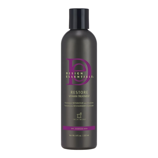 Design Essentials Restore Tratamiento vitamínico para cabello natural seco y dañado, color blanco, 8 onzas líquidas