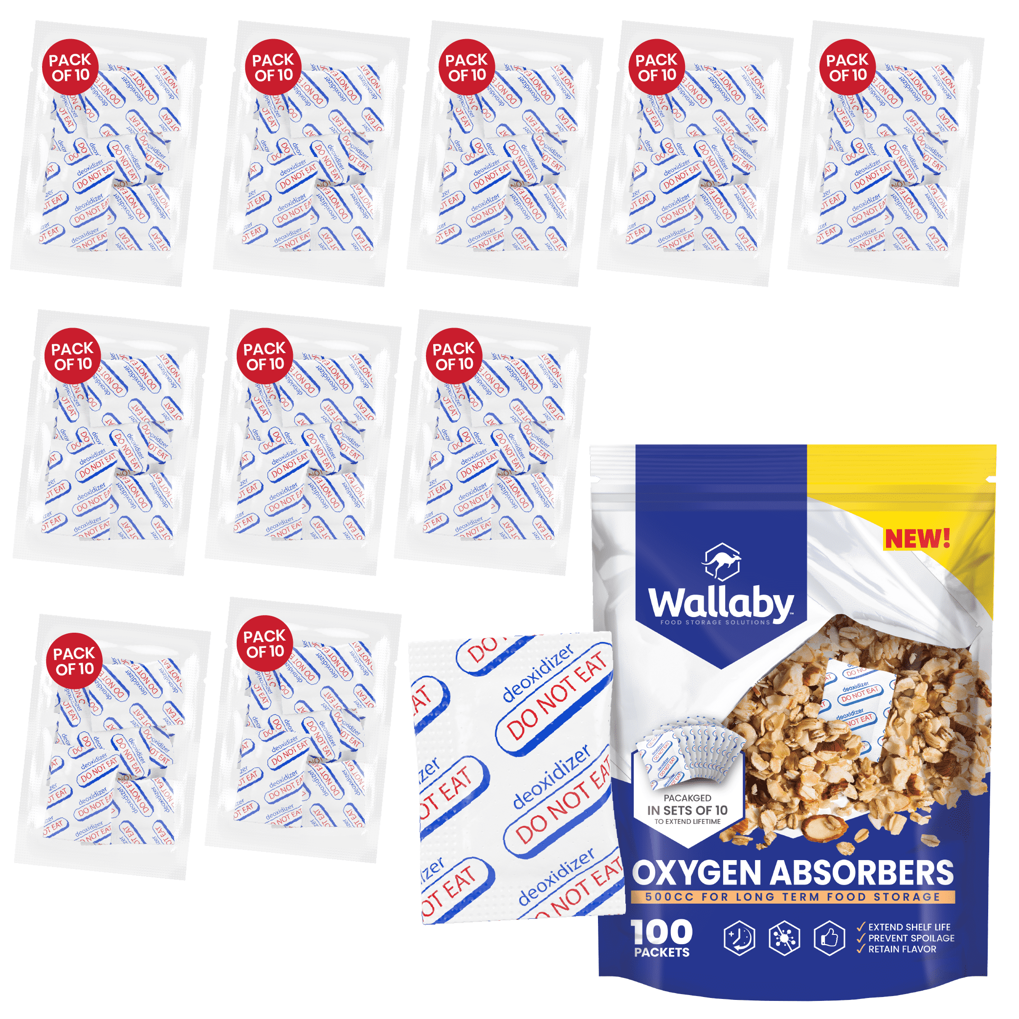 10X 5 Gallon Mylar Bags & Oxygen Absorbers Combo Preppers Food Long Term Storage 