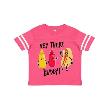 

Inktastic Hey There Buddy with Ketchup Mustard and Hot Dog Gift Toddler Boy or Toddler Girl T-Shirt