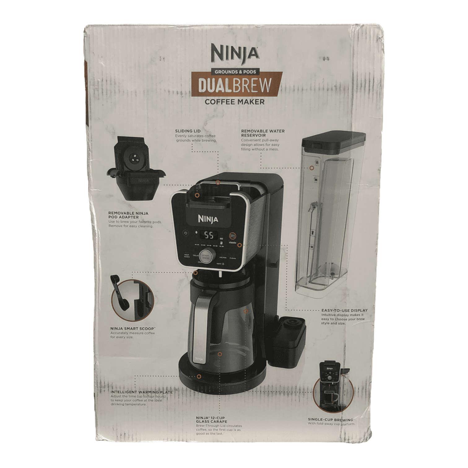 Ninja Dual Brew 12-Cup Drip Coffee Maker Single-Serve Compatible with  K-Cups - Black 