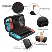 TSV Carrying Case Fit for Nintendo Switch, 14-in-1 Accessories Bundle with Protective Travel Pouch, Clear Cover Case, Screen Protector, Thumb Grips Caps