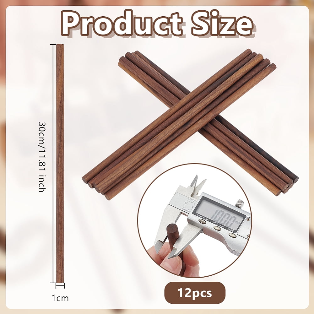 Waxed Round Wooden Sticks Dowel Rods for Toy Building Model Material Macrame Craft Supplies Coconut Brown 300x10mm 12pcs