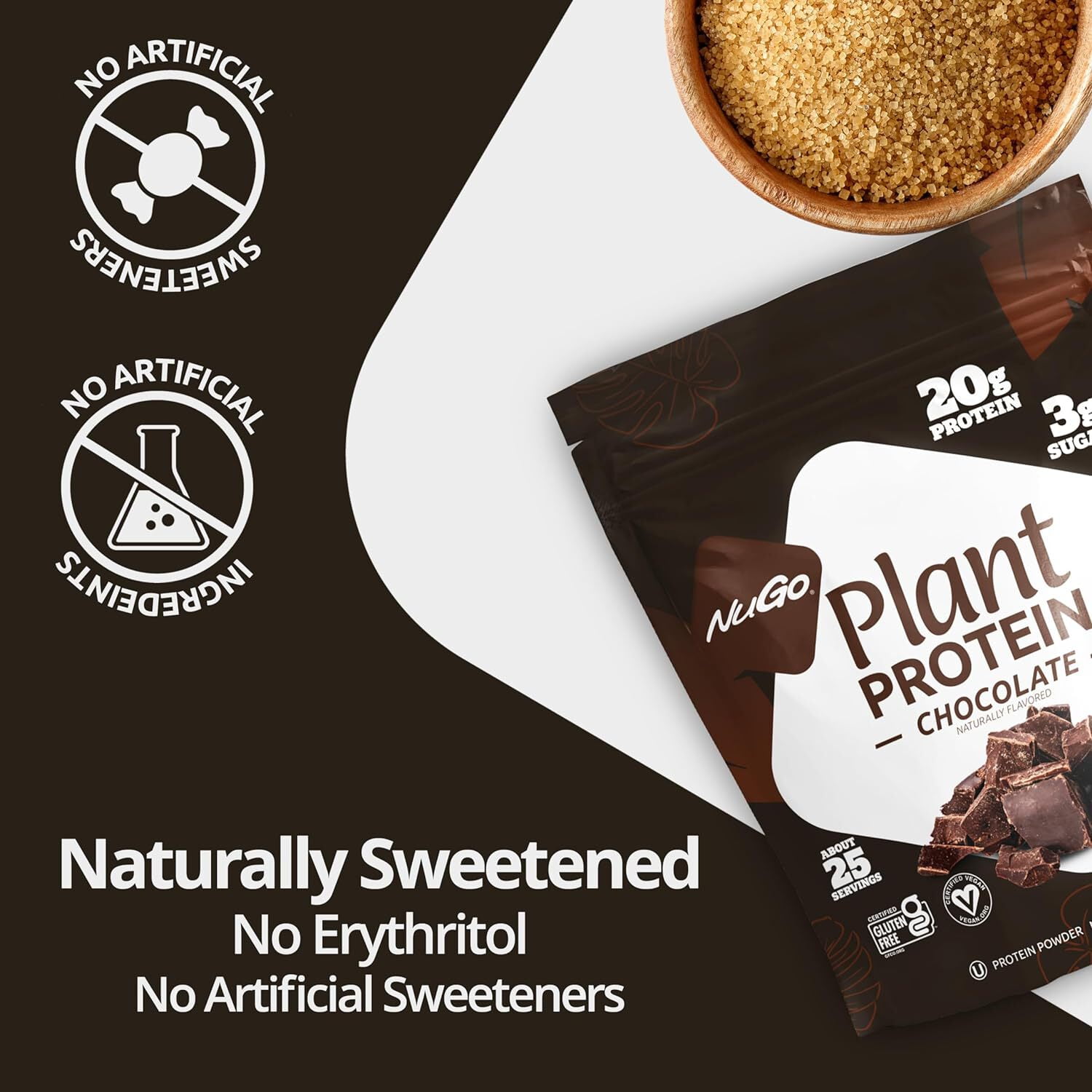 NuGo Plant Protein Powder Vanilla 20g Vegan Pea Protein Gluten Free 2 lbs