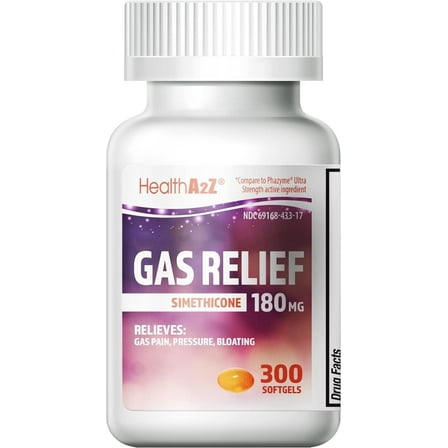 HealthA2Z Gas Relief Simethicone 180mg| Softgels for Gas Relief, 300 Count