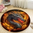 thumbnail image 5 of Abstract Swirl Round Area Rug, colorful painterly circle carpet for living room, media room or office, soft washable non-slip floor mat, bold artistic décor statement, 5 of 6