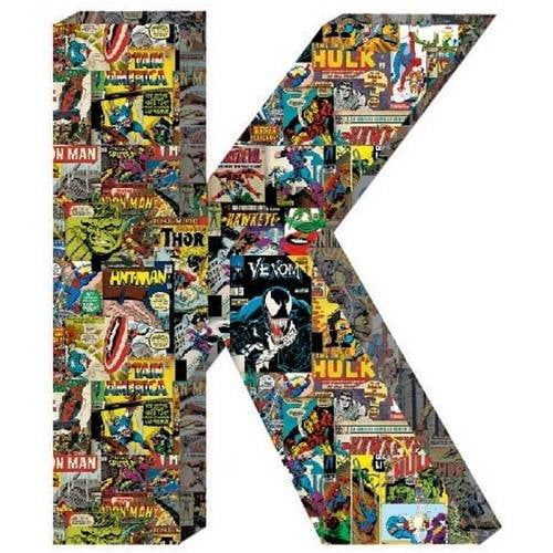 Marvel Retro Comics Wood Letter 'K' with hooks
