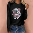 thumbnail image 2 of Leutsin T-shirt Blouse à Manches Longues Décontracté Ample à Col Rond Imprimé pour Femmes, 2 of 7