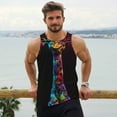 thumbnail image 6 of Zufioo Neon Psychedelic Giraffe Print Men's Vest, Sleeveless Quick-drying Muscle T-shirt, Suitable for Sports Fitness, Home Leisure Wear-4X-Large, 6 of 7