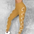 thumbnail image 3 of Women's Yoga Pants Workout Running Leggings High Waist Leggings Tights Yellow L, 3 of 9