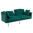 thumbnail image 4 of Velvet Futon Sofa Bed, Convertible Futon Couch with Adjustable Backrest, Small Sleeper Sofa Loveseat with 2 Decorative Pillows for Living Room Bedroom Office, Green, 4 of 9