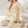 thumbnail image 4 of Vêtements de Printemps Automne pour Femmes Coton Manches Longues Vêtements de Nuit Décontractés Ensembles de Pyjamas Complets pour Femmes 2 Pcs Vêtements de Maison, 4 of 6