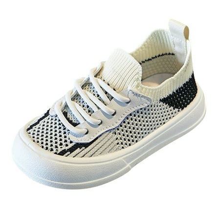Quealent Kids Shoes Girls Breathable Sneakers Breathable Knit Athletic Running Sneakers (Black 9)