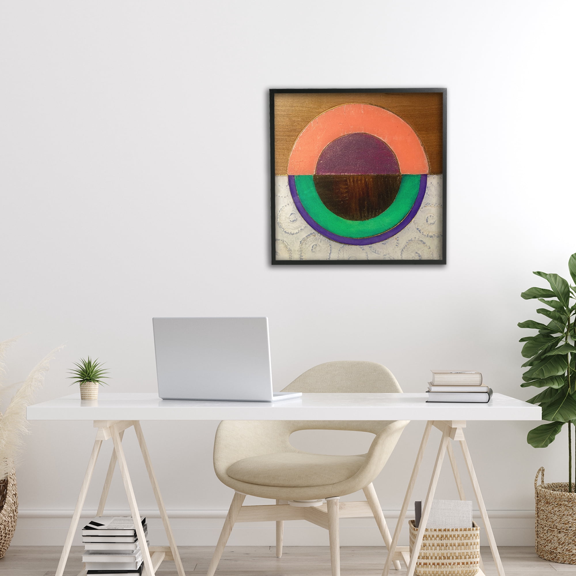 Stupell Industries Horizontal Split Circle Black Framed Giclee Art, design by Matthew Finger