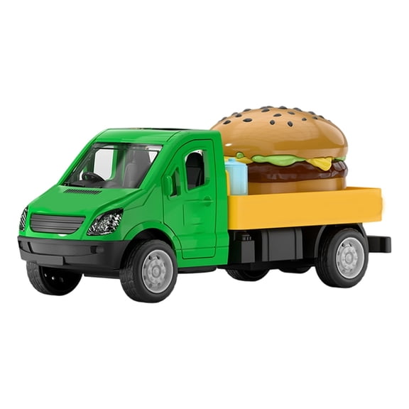 lwlmwt Hamburger Delivery Truck Toy for Kids, Mini Inertia Food Transport Vehicle with Detachable Burger Model, Pretend Play Car Toy Gift for Boys Girls Ages 3
